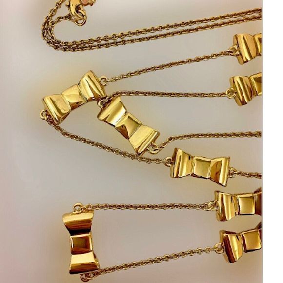 KATE SPADE Gold Tone Gold Enamel Bow Long Necklace - Picture 7 of 14